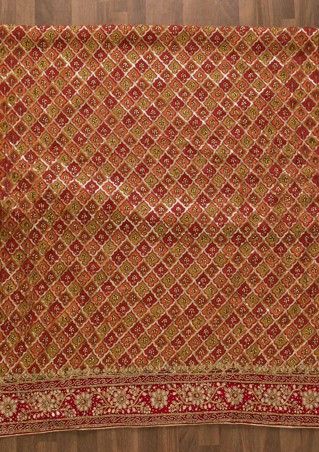 Rust Sequins Georgette Unstitched Salwar Kameez-Koskii