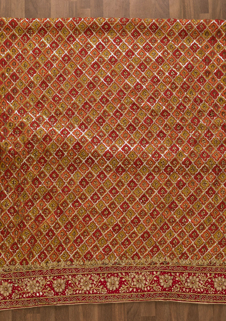 Rust Sequins Georgette Unstitched Salwar Kameez-Koskii