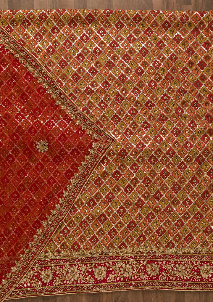 Rust Sequins Georgette Unstitched Salwar Kameez-Koskii