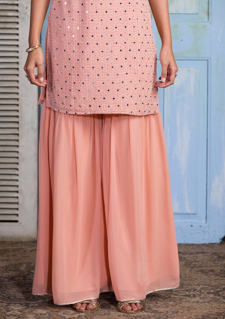 Rust Mirrorwork Georgette Salwar Kameez-Koskii