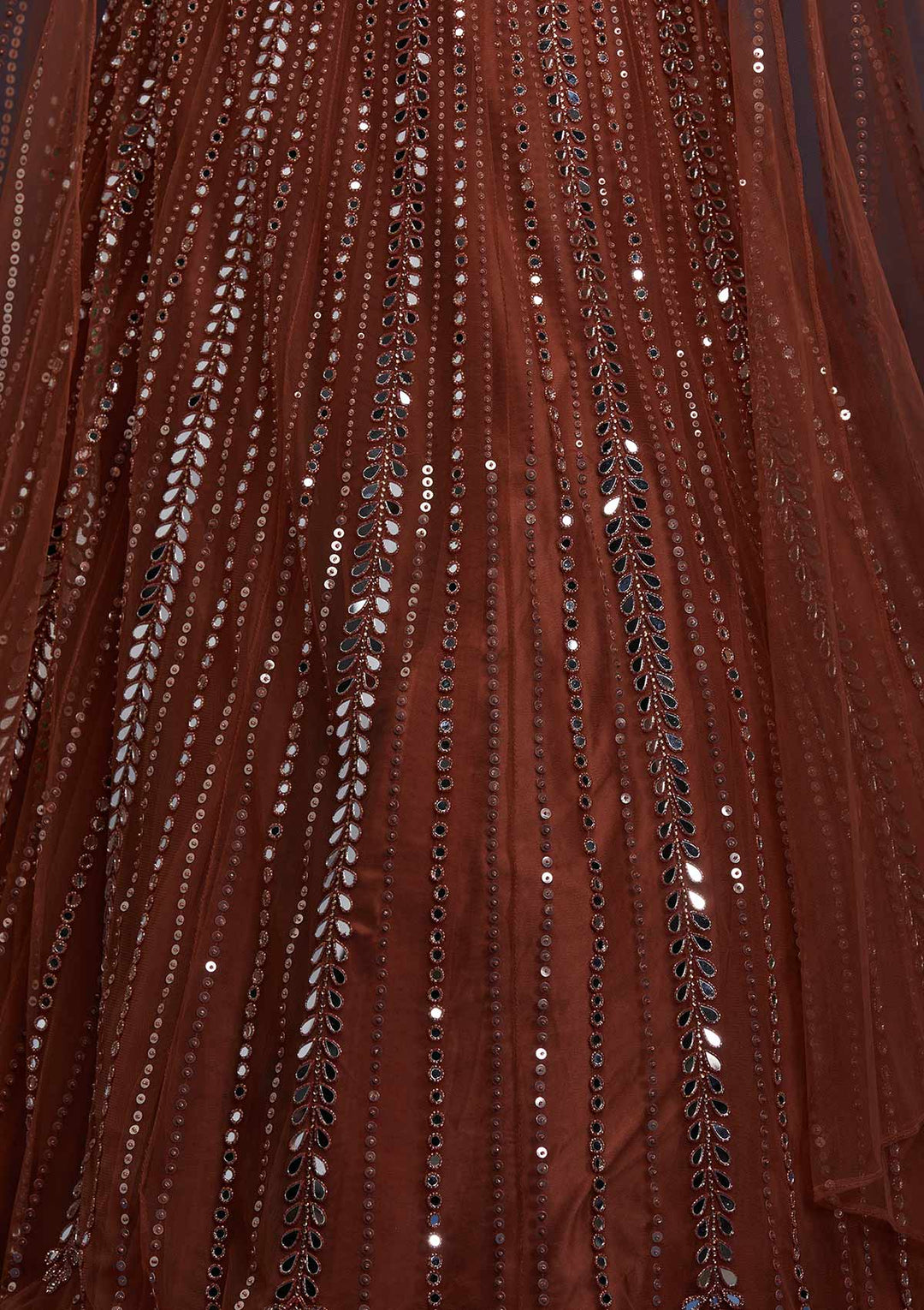 Rust Mirrorwork Net Designer Gown - Koskii