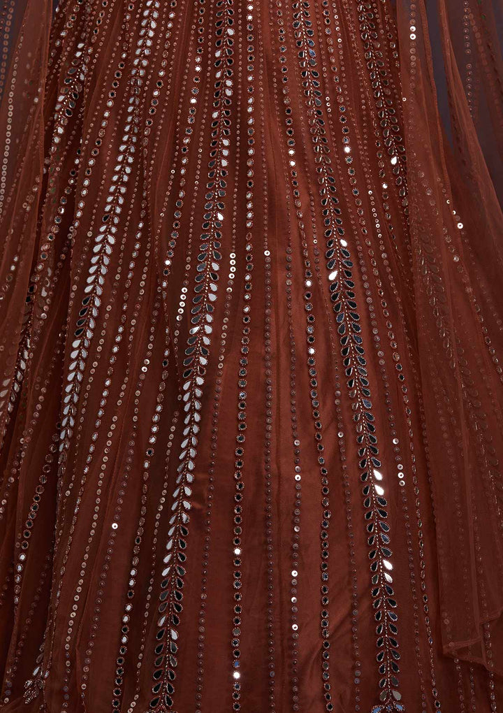 Rust Mirrorwork Net Designer Gown - Koskii