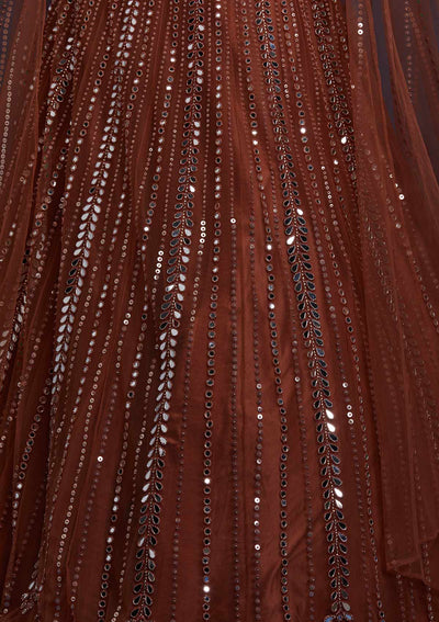 Rust Mirrorwork Net Designer Gown - Koskii