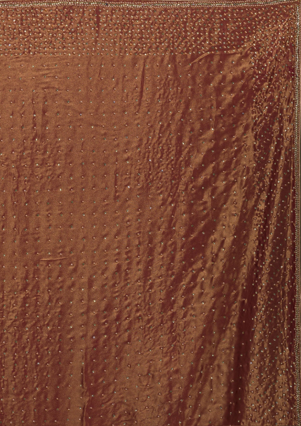 Rust Stonework Satin Saree-Koskii