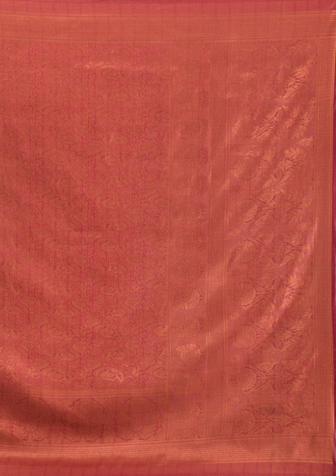 Rust Zariwork Art Silk Saree-Koskii