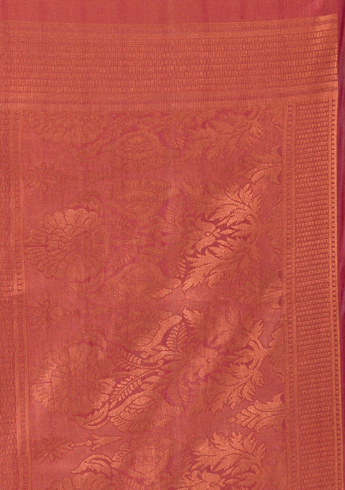 Rust Zariwork Art Silk Saree-Koskii