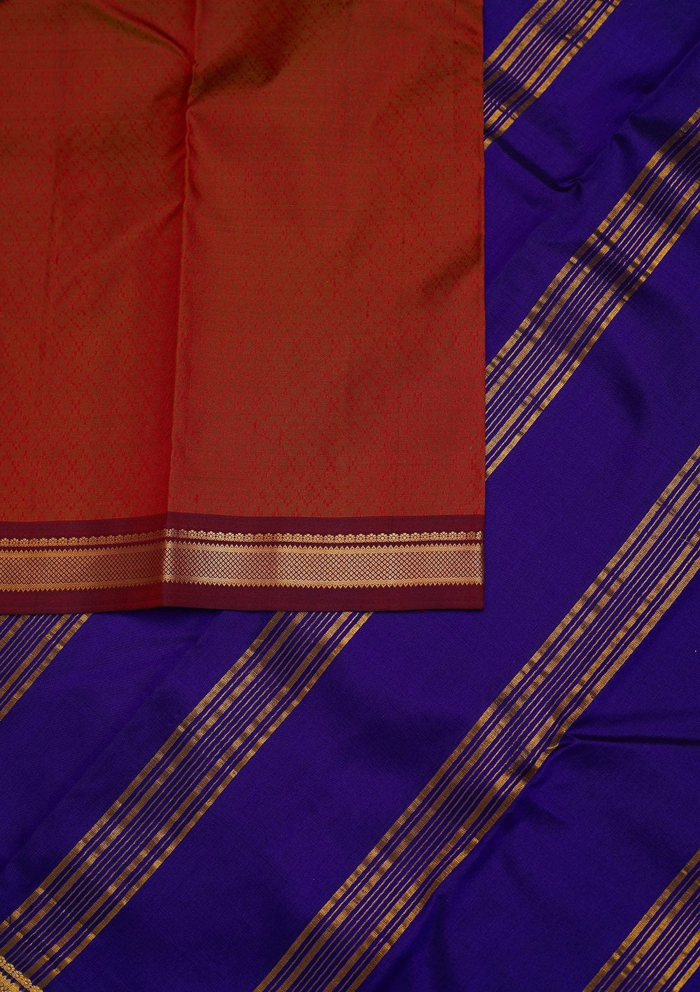 Rust Zariwork Pure Silk Designer Saree - Koskii