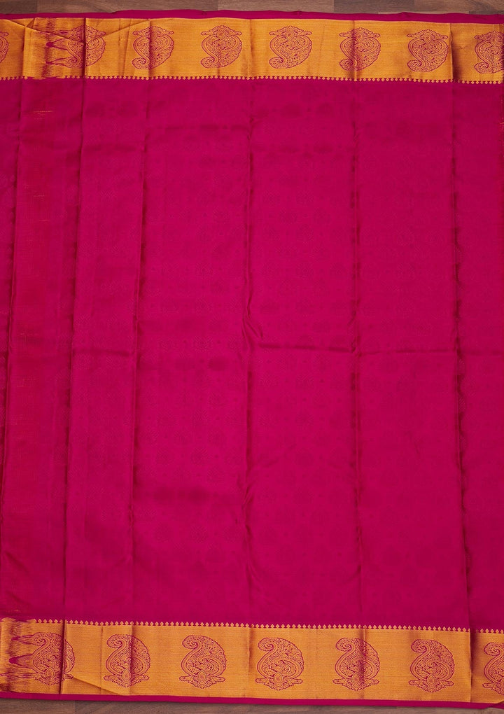 Rust Zariwork Pure Silk Designer Saree - Koskii