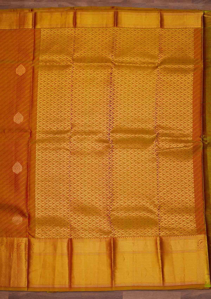Rust Zariwork Pure Silk Designer Saree - Koskii