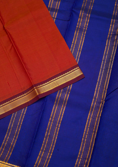 Rust Zariwork Pure Silk Saree - Koskii