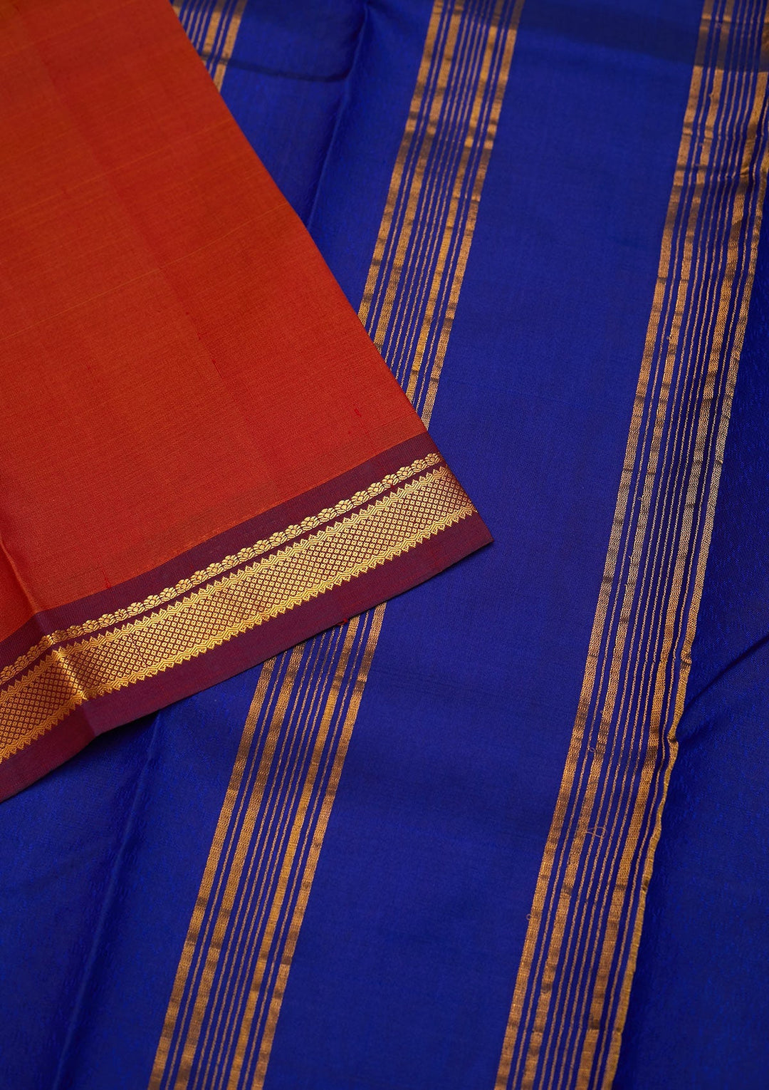 Rust Zariwork Pure Silk Saree - Koskii