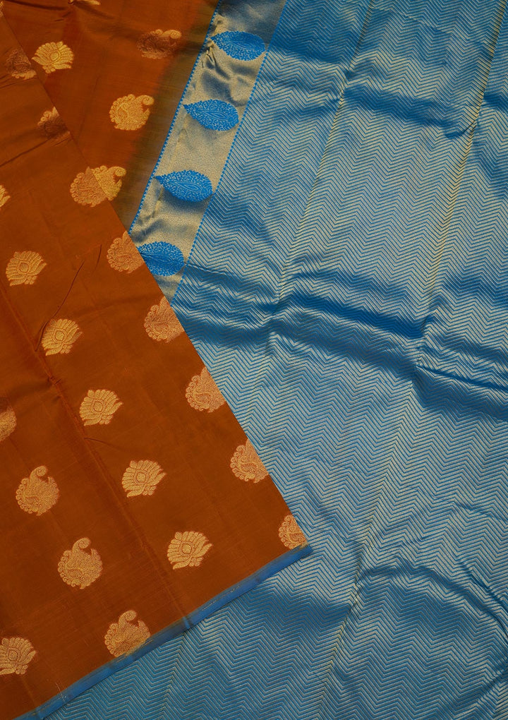 Rust Zariwork Pure Silk Saree-Koskii