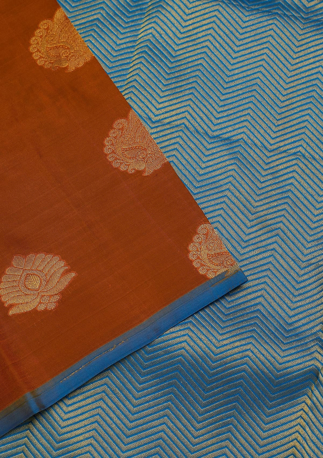 Rust Zariwork Pure Silk Saree-Koskii