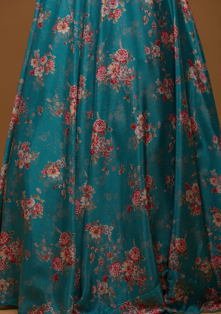 Sea Green Cutdana Chiffon Designer Lehenga - Koskii