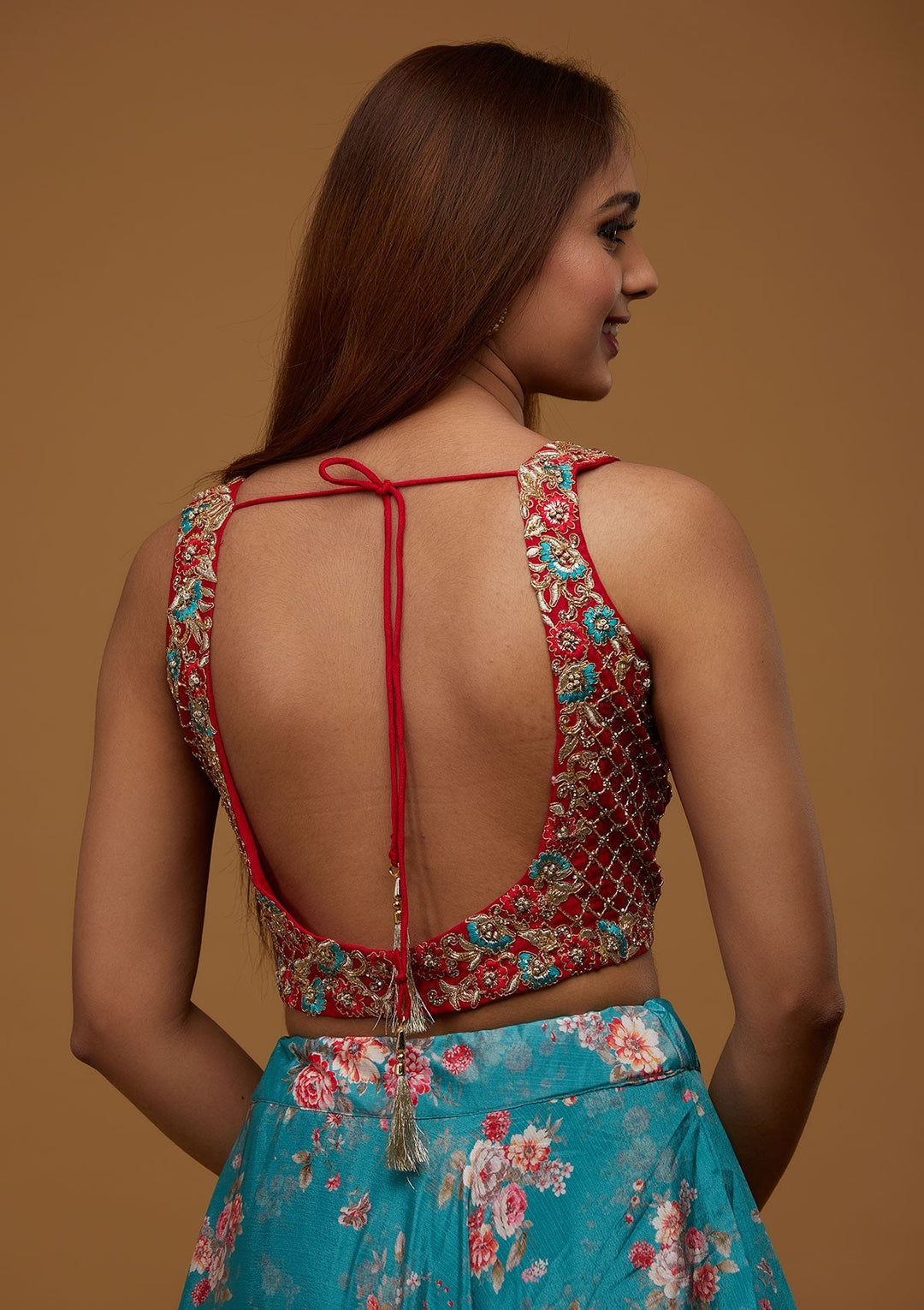 Sea Green Cutdana Chiffon Designer Lehenga - Koskii