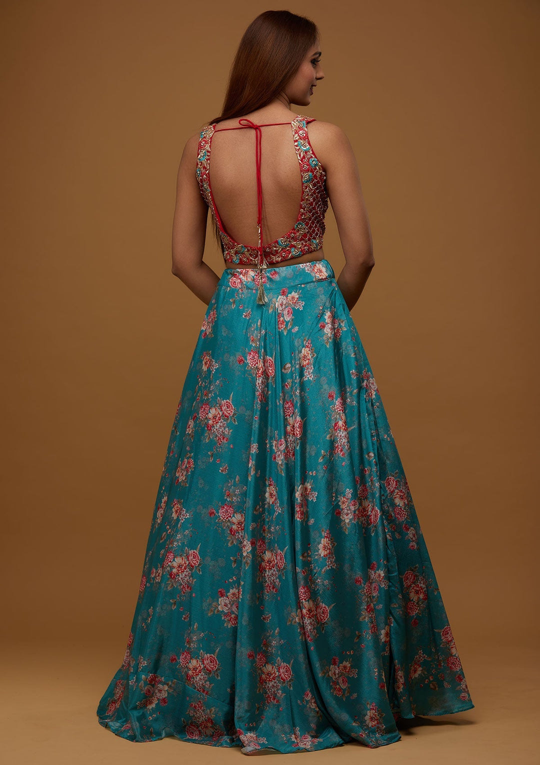 Sea Green Cutdana Chiffon Designer Lehenga - Koskii