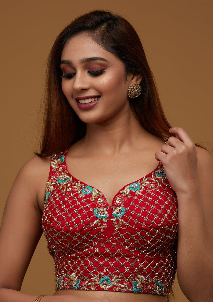 Sea Green Cutdana Chiffon Designer Lehenga - Koskii