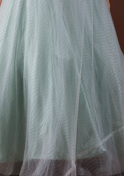 Sea Green Cutdana Net Gown-Koskii
