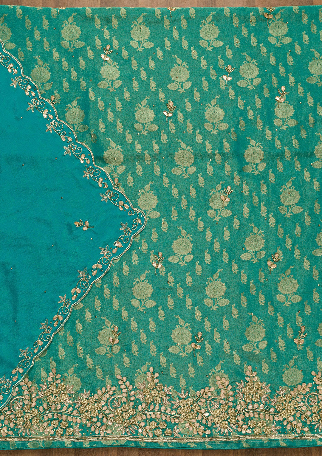 Sea Green Gotapatti Brocade Salwar Kameez-Koskii