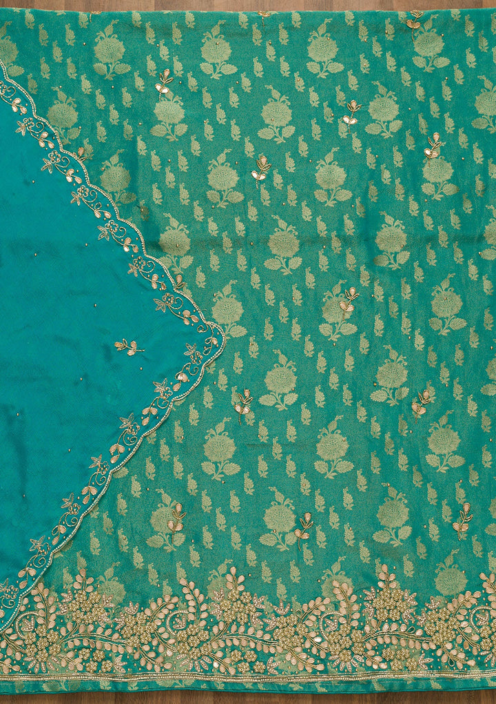 Sea Green Gotapatti Brocade Salwar Kameez-Koskii