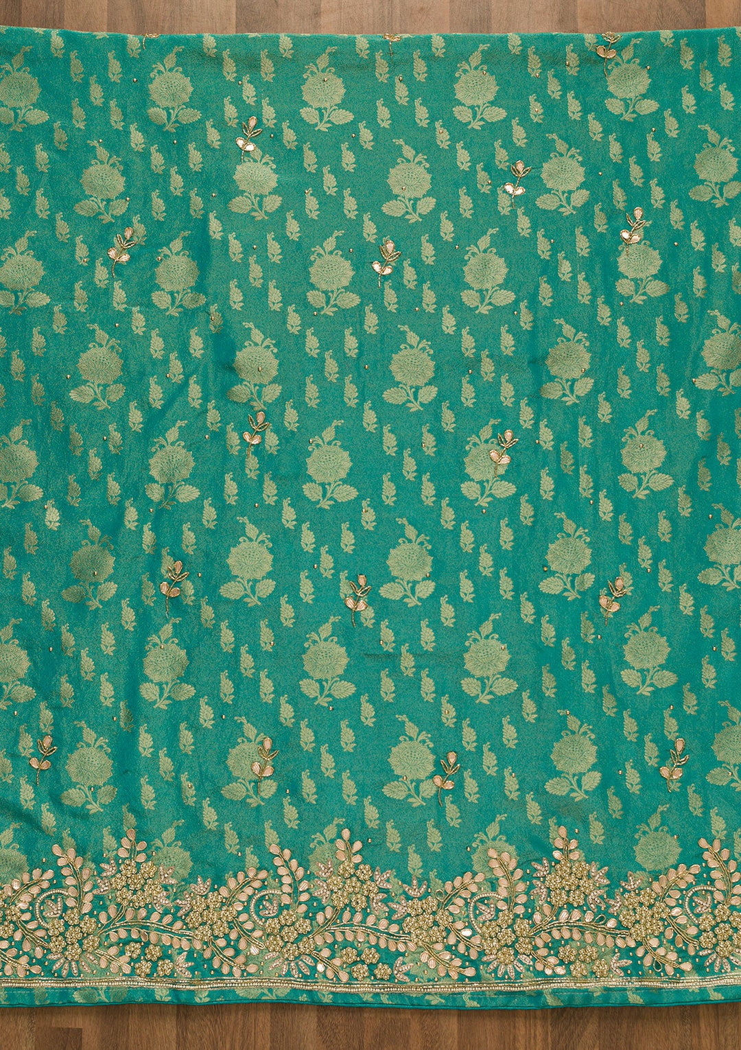 Sea Green Gotapatti Brocade Salwar Kameez-Koskii