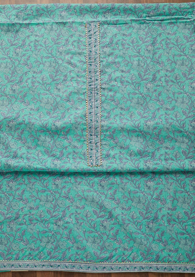 Sea Green Gotapatti Cotton Unstitched Salwar Suit-Koskii