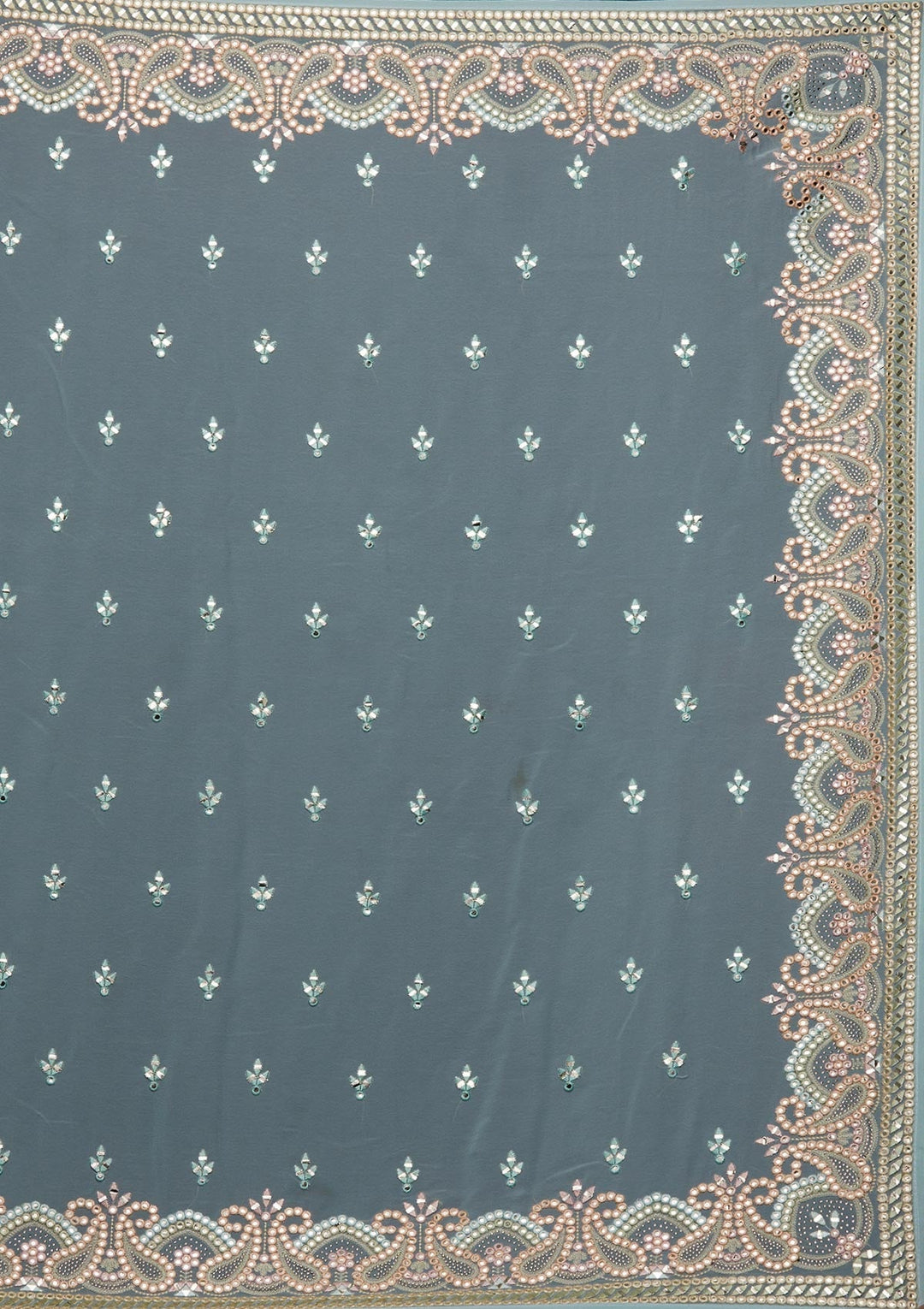 Sea Green Gotapatti Georgette Designer Saree - Koskii