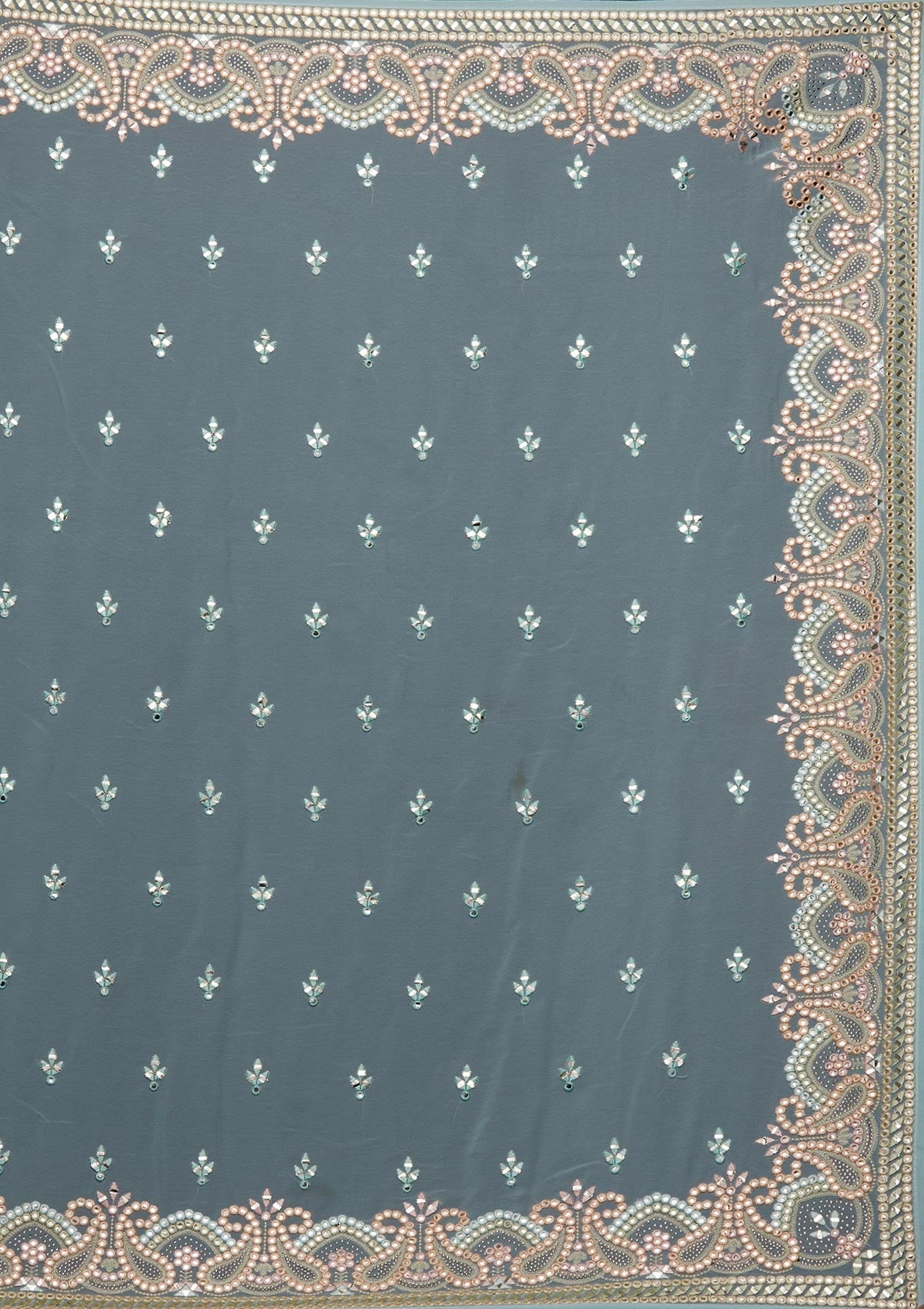 Sea Green Gotapatti Georgette Designer Saree - Koskii