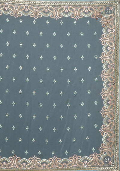 Sea Green Gotapatti Georgette Designer Saree - Koskii
