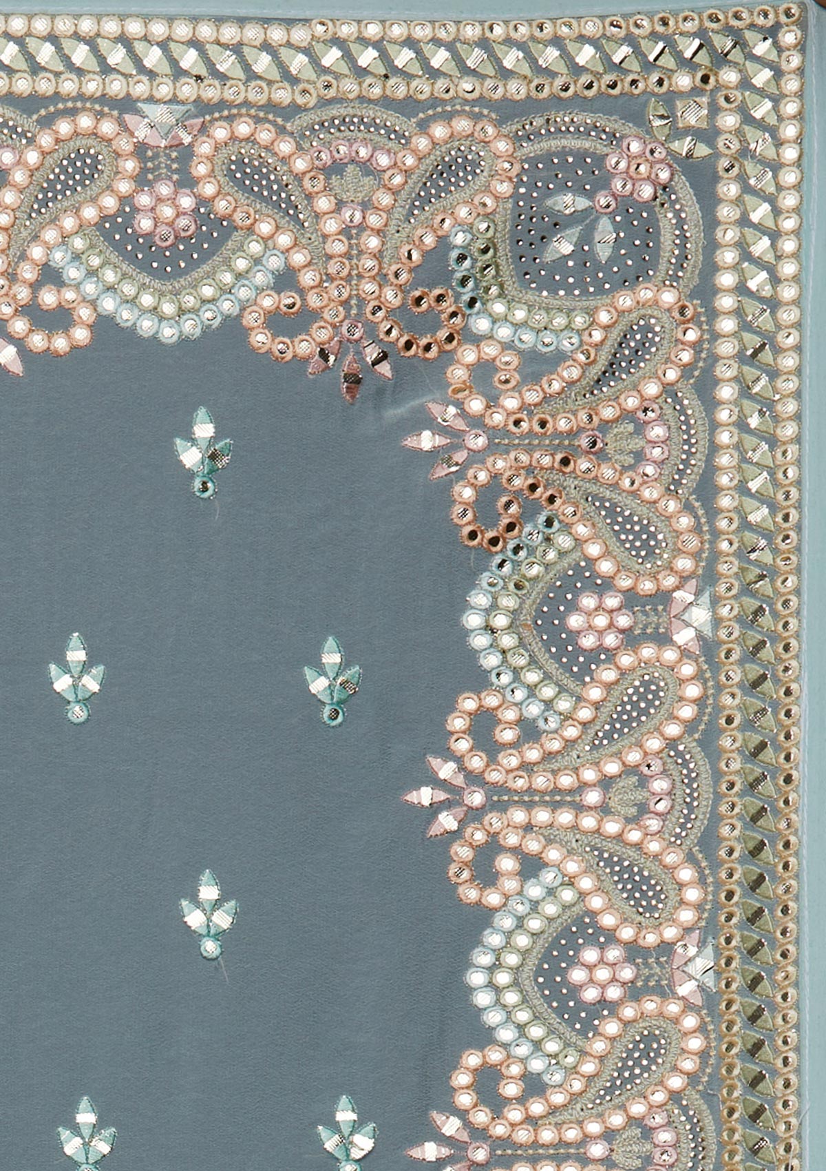 Sea Green Gotapatti Georgette Designer Saree - Koskii
