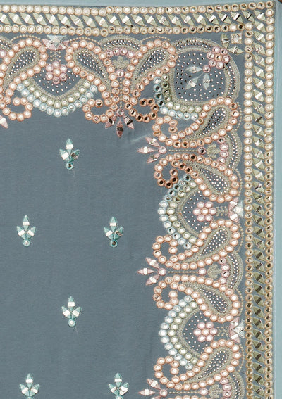 Sea Green Gotapatti Georgette Designer Saree - Koskii