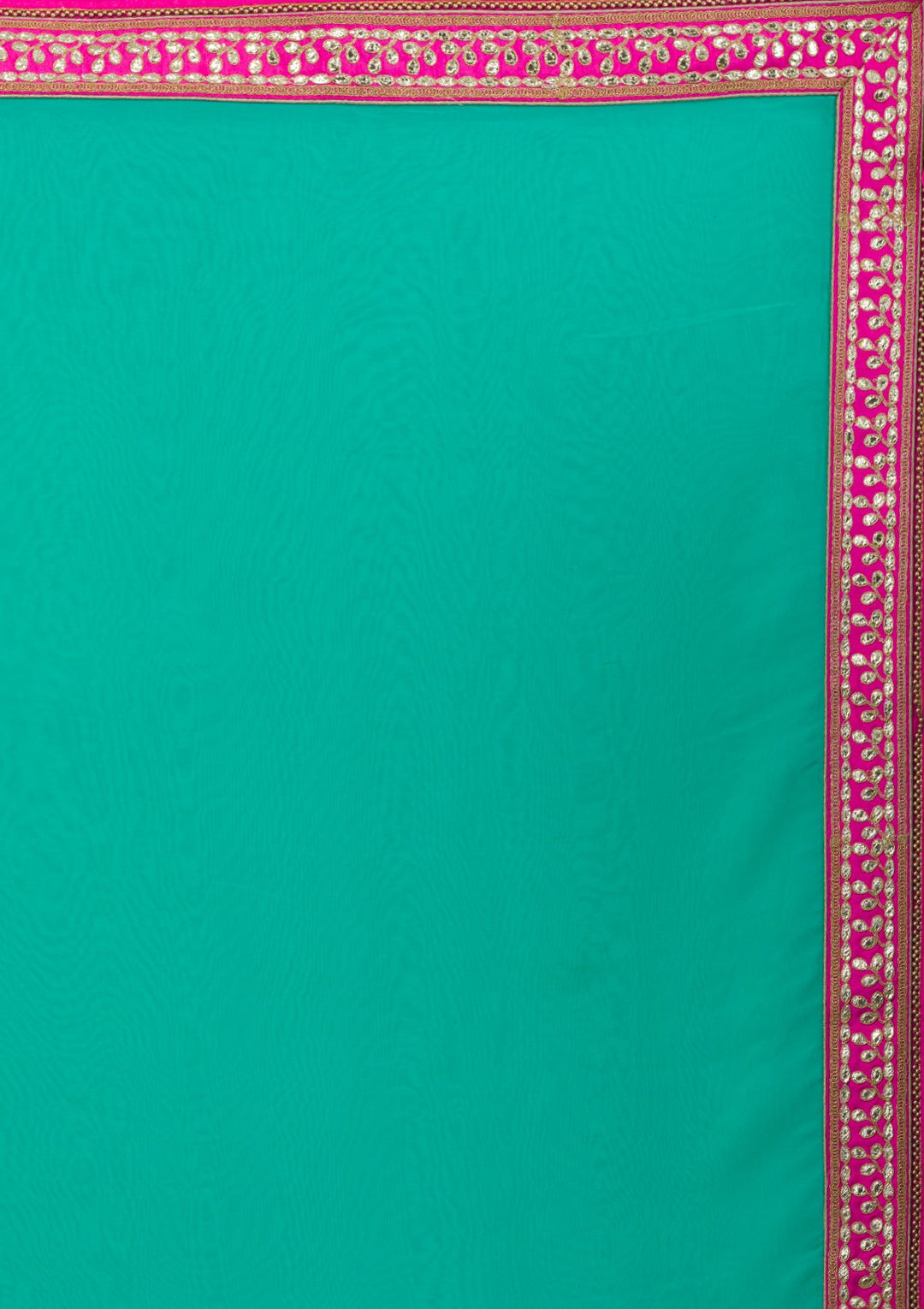 Sea Green Gotapatti Georgette Unstitched Saree-Koskii