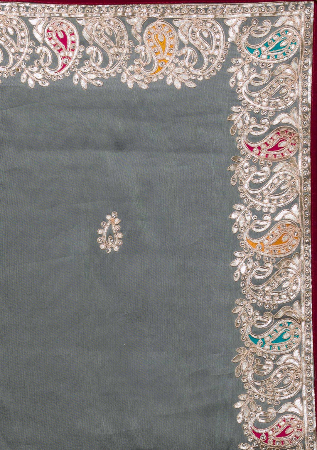 Sea Green Gotapatti Shimmer Saree-Koskii