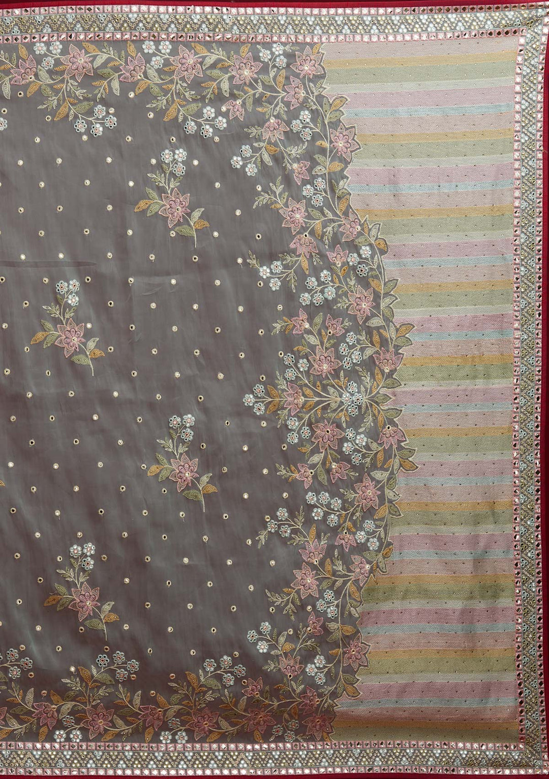 Sea Green Gotapatti Tissue Designer Saree - Koskii