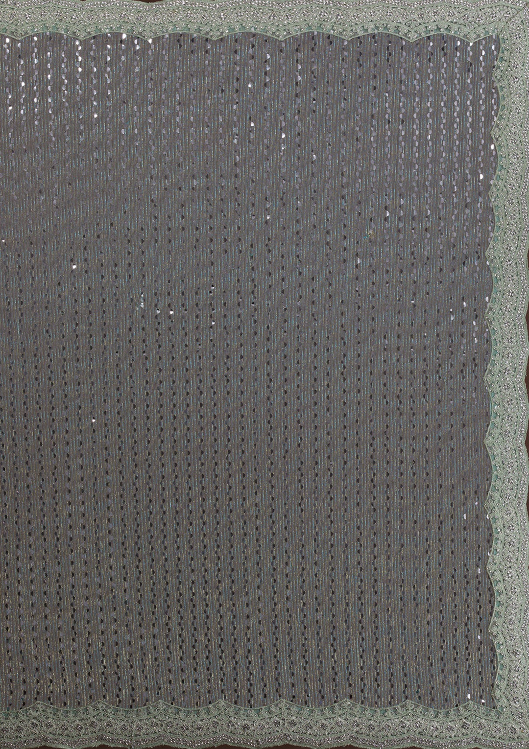 Sea Green Mirrorwork Net Saree-Koskii