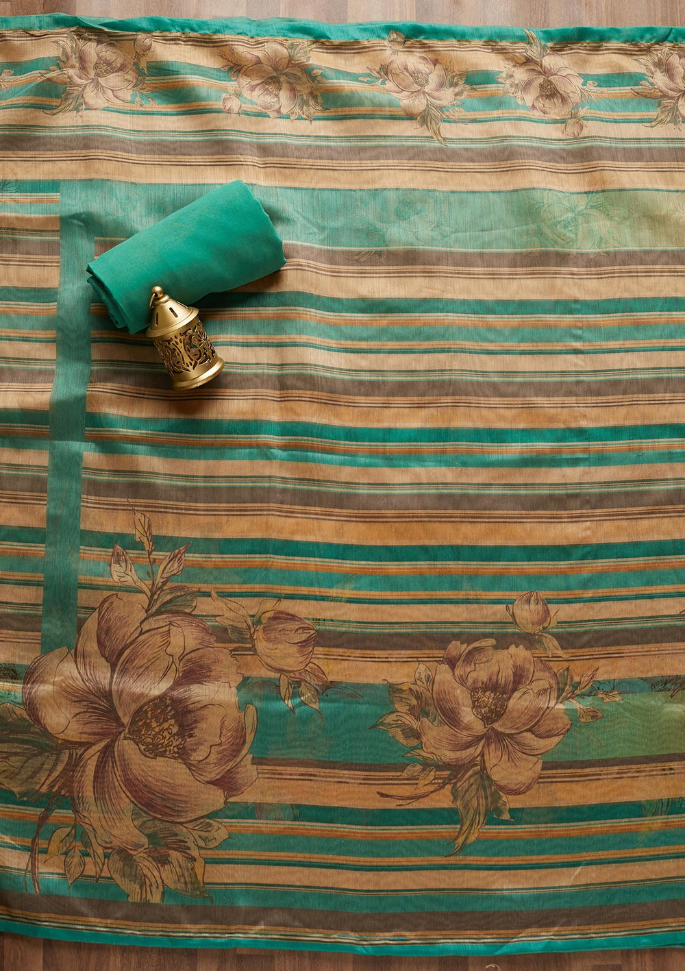 Sea Green Sequins Chanderi Unstitched Salwar Suit - Koskii