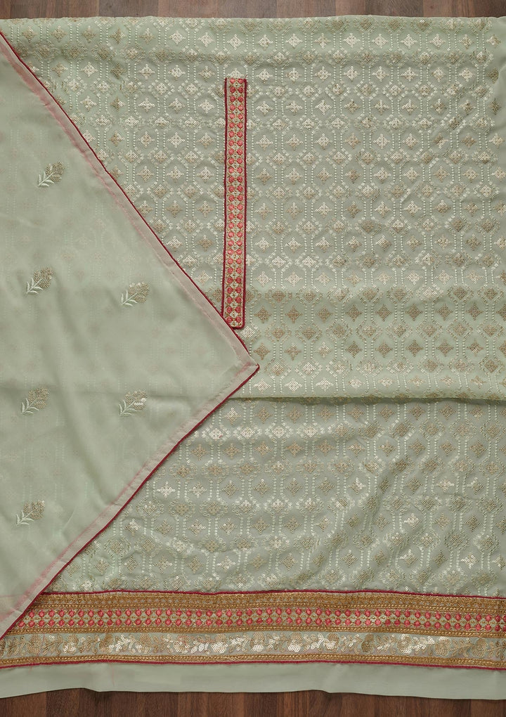 Sea Green Sequins Georgette Semi-Stitched Salwar Suit - Koskii