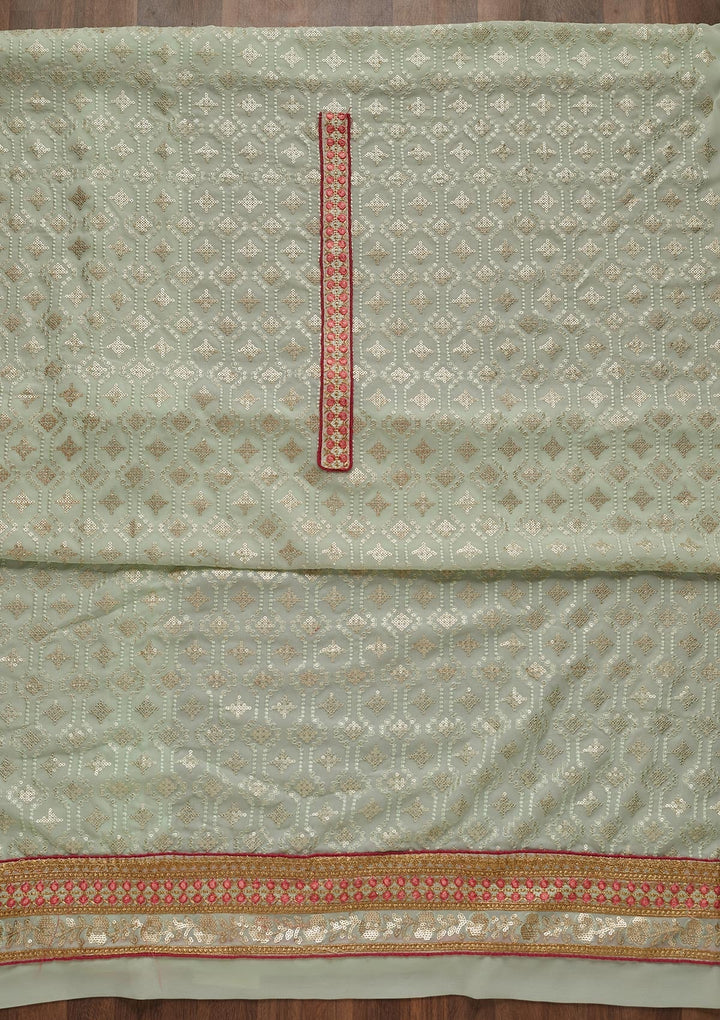 Sea Green Sequins Georgette Semi-Stitched Salwar Suit - Koskii
