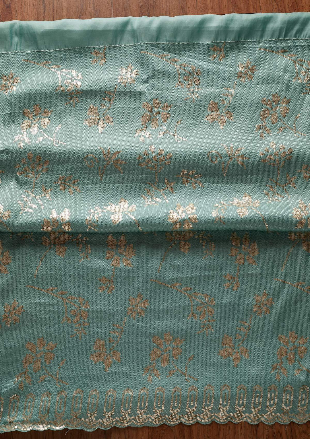 Sea Green Sequins Georgette Designer Unstitched Salwar Suit - koskii