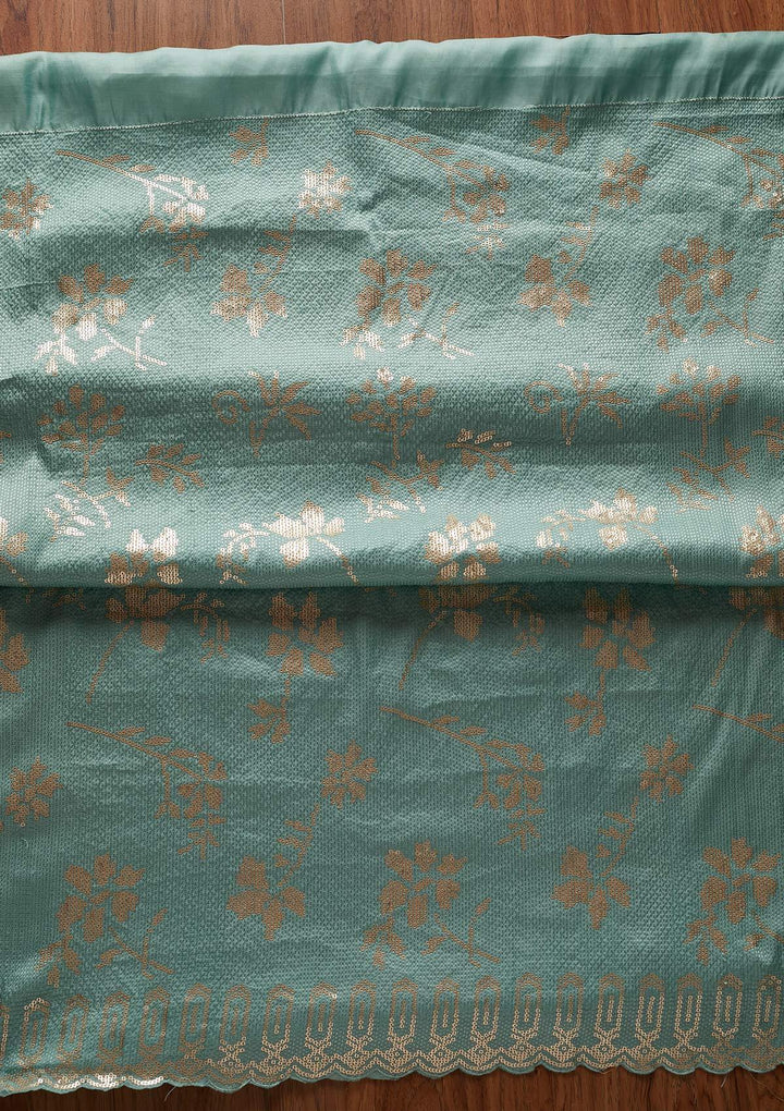 Sea Green Sequins Georgette Designer Unstitched Salwar Suit - koskii