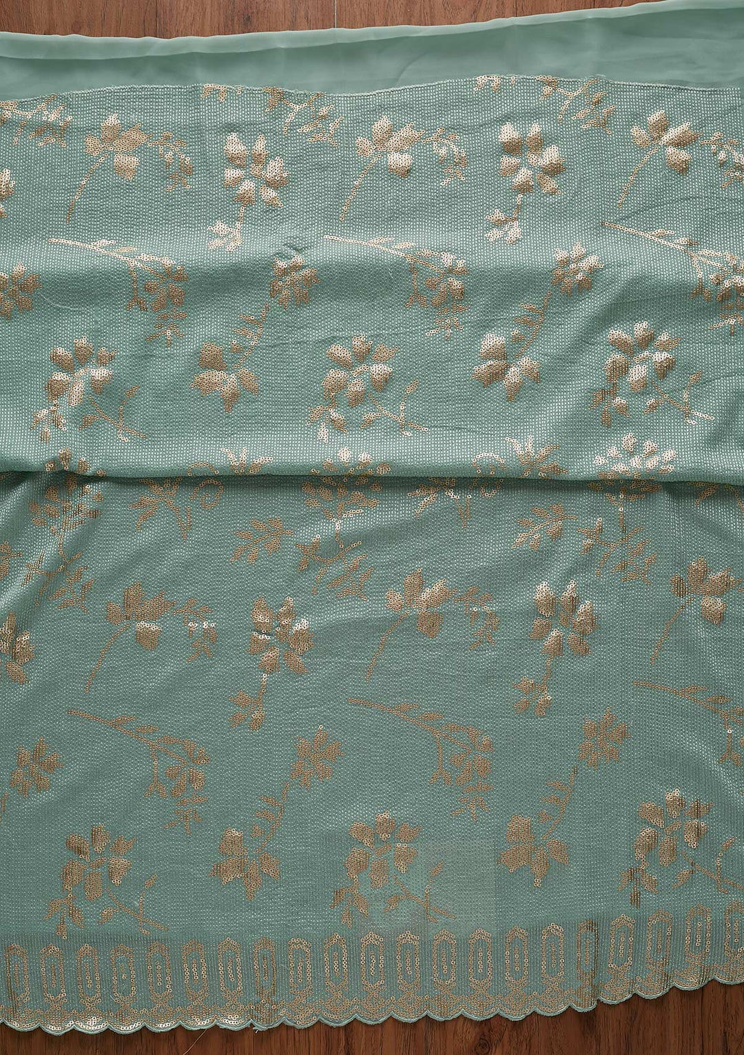 Sea Green Sequins Georgette Designer Unstitched Salwar Suit - koskii