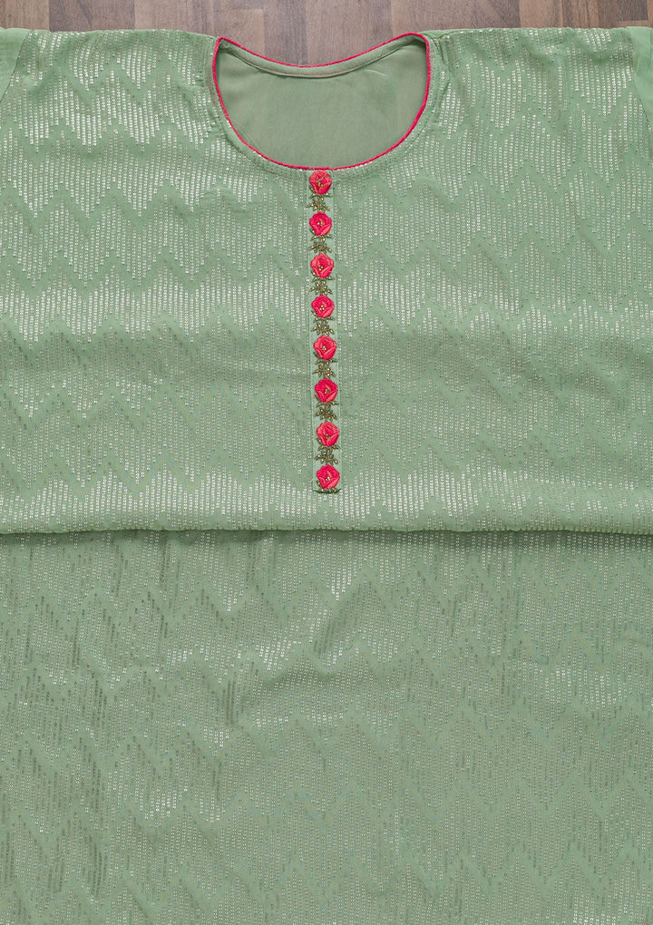 Sea Green Sequins Georgette Semi-Stitched Salwar Suit-Koskii