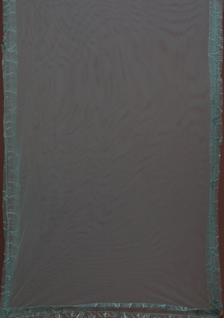Sea Green Sequins Net Readymade Lehenga-Koskii