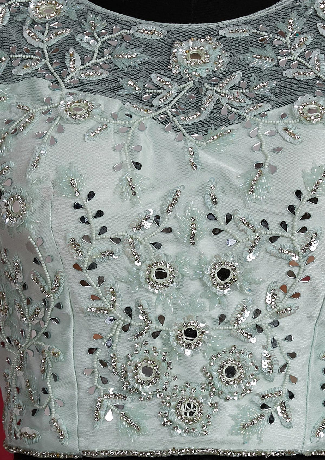 Sea Green Sequins Net Designer Lehenga - Koskii