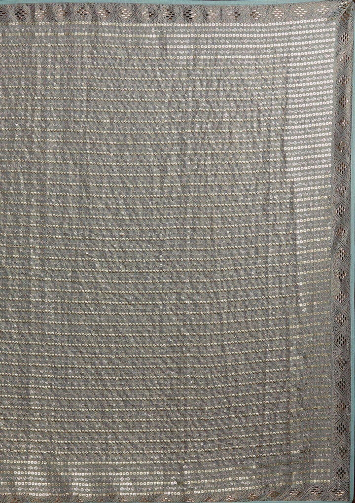 Sea Green Sequins Shimmer Designer Saree - Koskii