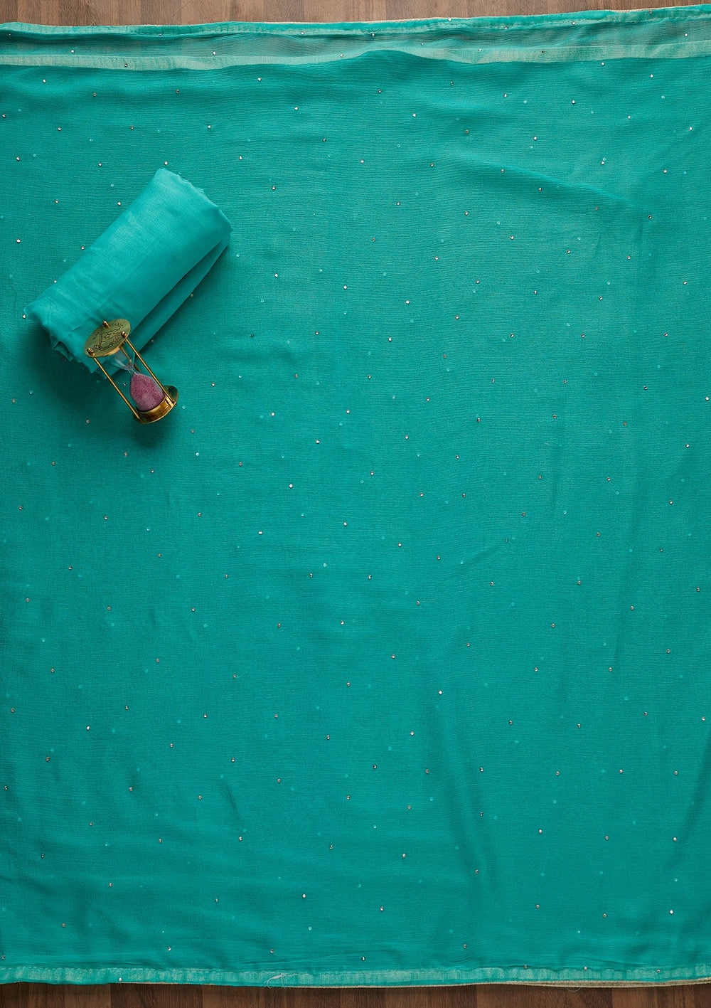 Sea Green Silver Stonework Georgette Unstitched Salwar Suit-Koskii