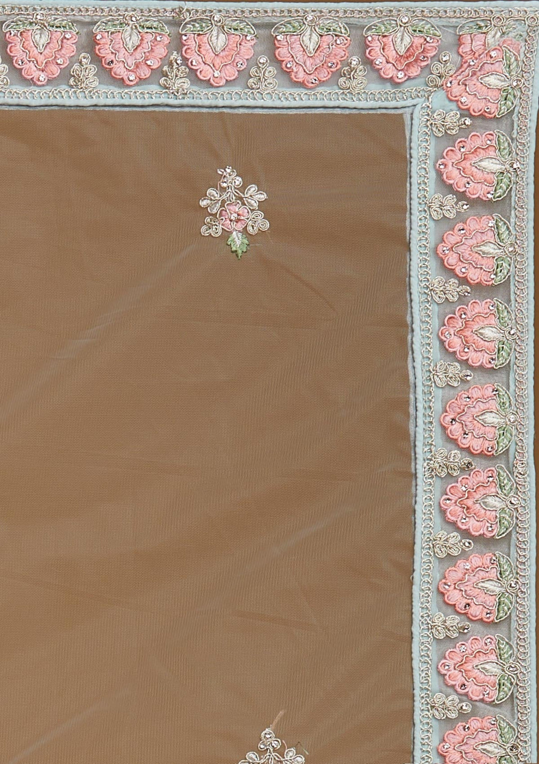 Sea Green Silver Stonework Net Designer Semi-Stitched Lehenga - koskii
