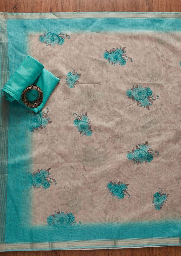 Sea Green Swarovski Chanderi Designer Unstitched Salwar Suit - koskii