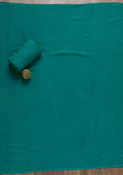 Sea Green Semi Crepe Swarovski Unstitched Salwar Suit-koskii