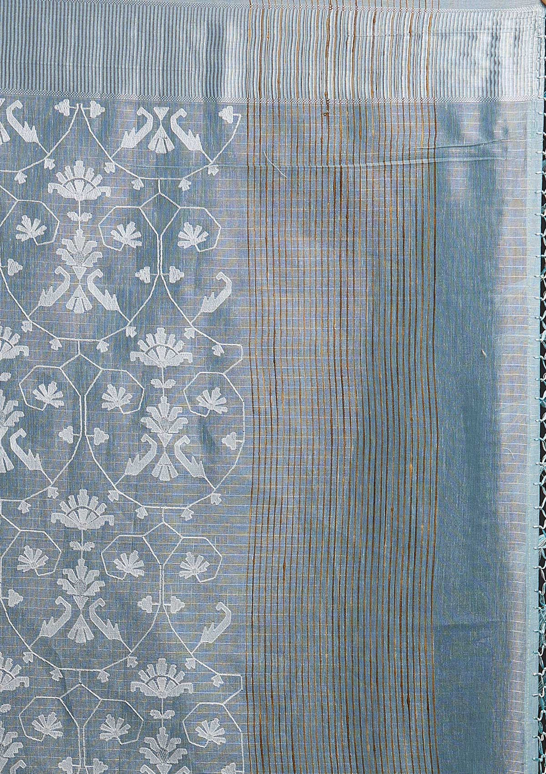 Sea Green Threadwork Art Silk Designer Saree - koskii